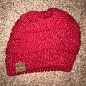 CC beanie with pony tail